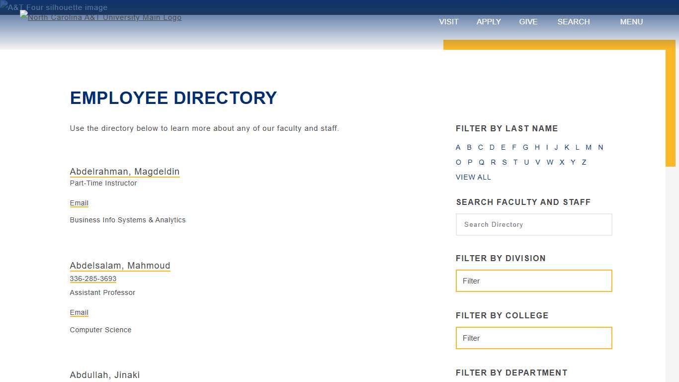Employee Directory | North Carolina A&T State University